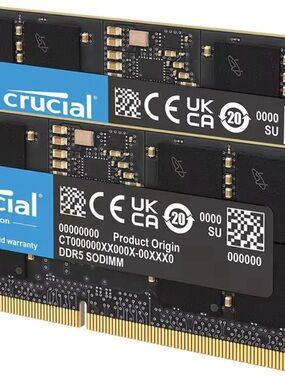 Crucial - 64GB Kit (2x32GB) DDR5 5600MHz C46 SODIMM Laptop Memory - Black